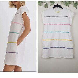 Entro Size L Sequin Cozy Boxy Lagenlook Textured Sweater Dress with Pockets NWT